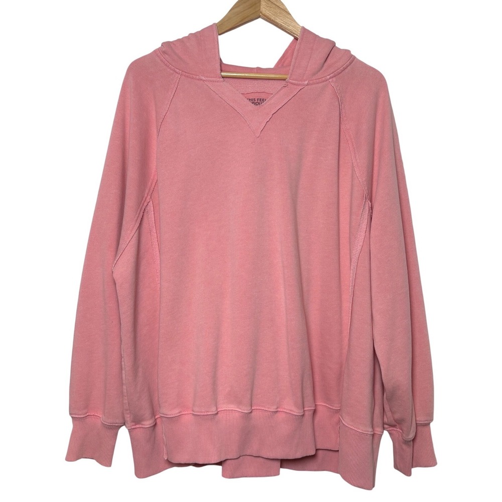 American Eagle Seriously Lived-In‎ Pink Hoodie Pullover Sweatshirt Womens Medium